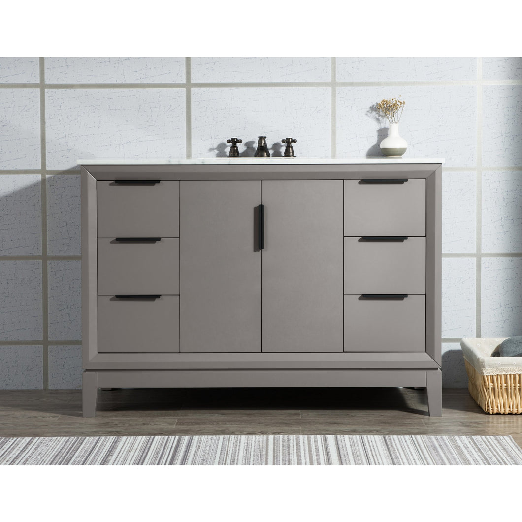 Water Creation Elizabeth 48-Inch Single Sink Carrara White Marble Vanity In Cashmere Grey- Water Creation