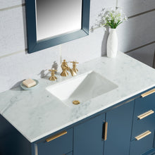 Load image into Gallery viewer, Water Creation Elizabeth 48-Inch Single Sink Carrara White Marble Vanity In Monarch Blue  With F2-0013-06-FX Lavatory Faucet(s)- Water Creation