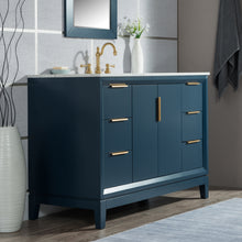 Load image into Gallery viewer, Water Creation Elizabeth 48-Inch Single Sink Carrara White Marble Vanity In Monarch Blue With Matching Mirror(s)- Water Creation