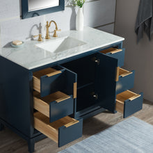 Load image into Gallery viewer, Water Creation Elizabeth 48-Inch Single Sink Carrara White Marble Vanity In Monarch Blue- Water Creation