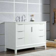 Load image into Gallery viewer, Water Creation Elizabeth 48-Inch Single Sink Carrara White Marble Vanity In Pure White With Matching Mirror(s) and F2-0012-01-TL Lavatory Faucet(s)- Water Creation