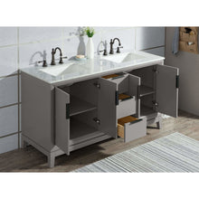 Load image into Gallery viewer, Water Creation Elizabeth 60-Inch Double Sink Carrara White Marble Vanity In Cashmere Grey With Matching Mirror(s) and F2-0012-03-TL Lavatory Faucet(s)- Water Creation