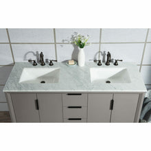 Load image into Gallery viewer, Water Creation Elizabeth 60-Inch Double Sink Carrara White Marble Vanity In Cashmere Grey With Matching Mirror(s) and F2-0012-03-TL Lavatory Faucet(s)- Water Creation