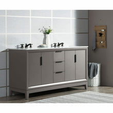 Load image into Gallery viewer, Water Creation Elizabeth 60-Inch Double Sink Carrara White Marble Vanity In Cashmere Grey With Matching Mirror(s) and F2-0009-03-BX Lavatory Faucet(s)- Water Creation