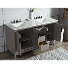 Load image into Gallery viewer, Water Creation Elizabeth 60-Inch Double Sink Carrara White Marble Vanity In Cashmere Grey- Water Creation