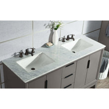 Load image into Gallery viewer, Water Creation Elizabeth 60-Inch Double Sink Carrara White Marble Vanity In Cashmere Grey  With F2-0009-03-BX Lavatory Faucet(s)- Water Creation