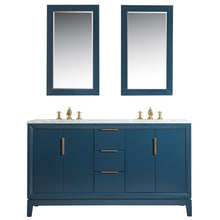 Load image into Gallery viewer, Water Creation Elizabeth 60-Inch Double Sink Carrara White Marble Vanity In Monarch Blue With Matching Mirror(s) and F2-0013-06-FX Lavatory Faucet(s)- Water Creation