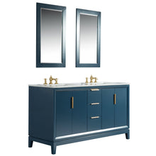 Load image into Gallery viewer, Water Creation Elizabeth 60-Inch Double Sink Carrara White Marble Vanity In Monarch Blue With Matching Mirror(s) and F2-0013-06-FX Lavatory Faucet(s)- Water Creation