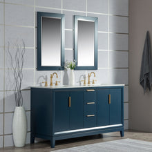 Load image into Gallery viewer, Water Creation Elizabeth 60-Inch Double Sink Carrara White Marble Vanity In Monarch Blue With Matching Mirror(s)- Water Creation