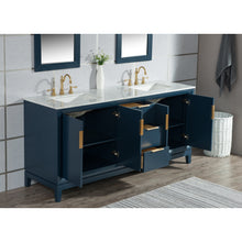 Load image into Gallery viewer, Water Creation Elizabeth 60-Inch Double Sink Carrara White Marble Vanity In Monarch Blue With Matching Mirror(s)- Water Creation