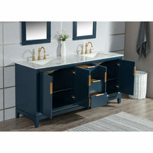 Load image into Gallery viewer, Water Creation Elizabeth 60-Inch Double Sink Carrara White Marble Vanity In Monarch Blue With Matching Mirror(s) and F2-0012-06-TL Lavatory Faucet(s)- Water Creation
