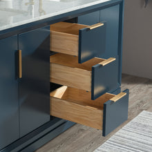 Load image into Gallery viewer, Water Creation Elizabeth 60-Inch Double Sink Carrara White Marble Vanity In Monarch Blue With Matching Mirror(s)- Water Creation