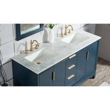 Load image into Gallery viewer, Water Creation Elizabeth 60-Inch Double Sink Carrara White Marble Vanity In Monarch Blue- Water Creation