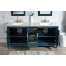Load image into Gallery viewer, Water Creation Elizabeth 72-Inch Double Sink Carrara White Marble Vanity In Monarch Blue  With F2-0013-06-FX Lavatory Faucet(s)- Water Creation