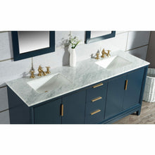 Load image into Gallery viewer, Water Creation Elizabeth 72-Inch Double Sink Carrara White Marble Vanity In Monarch Blue  With F2-0013-06-FX Lavatory Faucet(s)- Water Creation