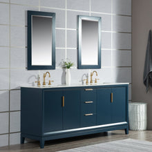 Load image into Gallery viewer, Water Creation Elizabeth 72-Inch Double Sink Carrara White Marble Vanity In Monarch Blue  With F2-0012-06-TL Lavatory Faucet(s)- Water Creation