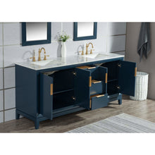 Load image into Gallery viewer, Water Creation Elizabeth 72-Inch Double Sink Carrara White Marble Vanity In Monarch Blue  With F2-0012-06-TL Lavatory Faucet(s)- Water Creation