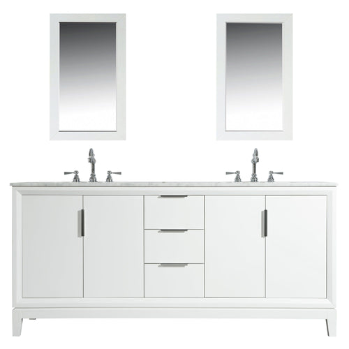 Water Creation Elizabeth 72-Inch Double Sink Carrara White Marble Vanity In Pure White  With F2-0012-01-TL Lavatory Faucet(s)- Water Creation