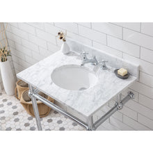 Load image into Gallery viewer, Water Creation Embassy 30 Inch Wide Single Wash Stand, P-Trap, Counter Top with Basin, F2-0009 Faucet and Mirror included in Chrome Finish- Water Creation