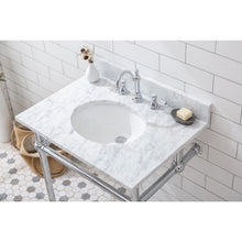 Load image into Gallery viewer, Water Creation Embassy 30 Inch Wide Single Wash Stand, P-Trap, Counter Top with Basin, and F2-0012 Faucet included in Chrome Finish- Water Creation