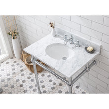 Load image into Gallery viewer, Water Creation Embassy 30 Inch Wide Single Wash Stand, P-Trap, Counter Top with Basin, and F2-0013 Faucet included in Chrome Finish- Water Creation