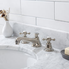 Load image into Gallery viewer, Water Creation Embassy 30 Inch Wide Single Wash Stand, P-Trap, Counter Top with Basin, F2-0009 Faucet and Mirror included in Polished Nickel (PVD) Finish- Water Creation