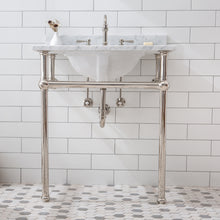 Load image into Gallery viewer, Water Creation Embassy 30 Inch Wide Single Wash Stand, P-Trap, Counter Top with Basin, F2-0012 Faucet and Mirror included in Polished Nickel (PVD) Finish- Water Creation