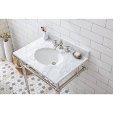 Load image into Gallery viewer, Water Creation Embassy 30 Inch Wide Single Wash Stand, P-Trap, Counter Top with Basin, and F2-0013 Faucet included in Polished Nickel (PVD) Finish- Water Creation