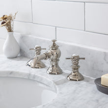 Load image into Gallery viewer, Water Creation Embassy 30 Inch Wide Single Wash Stand, P-Trap, Counter Top with Basin, F2-0013 Faucet and Mirror included in Polished Nickel (PVD) Finish- Water Creation