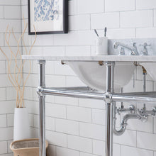 Load image into Gallery viewer, Water Creation Embassy 60 Inch Wide Double Wash Stand, P-Trap, Counter Top with Basin, F2-0009 Faucet and Mirror included in Chrome Finish- Water Creation