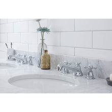 Load image into Gallery viewer, Water Creation Embassy 60 Inch Wide Double Wash Stand, P-Trap, Counter Top with Basin, and F2-0009 Faucet included in Chrome Finish- Water Creation