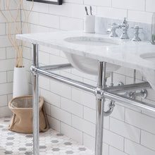 Load image into Gallery viewer, Water Creation Embassy 60 Inch Wide Double Wash Stand, P-Trap, Counter Top with Basin, F2-0013 Faucet and Mirror included in Chrome Finish- Water Creation