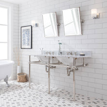 Load image into Gallery viewer, Water Creation Embassy 60 Inch Wide Double Wash Stand, P-Trap, Counter Top with Basin, F2-0009 Faucet and Mirror included in Polished Nickel (PVD) Finish- Water Creation