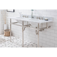 Load image into Gallery viewer, Water Creation Embassy 60 Inch Wide Double Wash Stand, P-Trap, Counter Top with Basin, F2-0009 Faucet and Mirror included in Polished Nickel (PVD) Finish- Water Creation