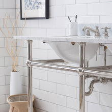 Load image into Gallery viewer, Water Creation Embassy 60 Inch Wide Double Wash Stand, P-Trap, Counter Top with Basin, F2-0009 Faucet and Mirror included in Polished Nickel (PVD) Finish- Water Creation