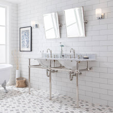 Load image into Gallery viewer, Water Creation Embassy 60 Inch Wide Double Wash Stand, P-Trap, Counter Top with Basin, F2-0012 Faucet and Mirror included in Polished Nickel (PVD) Finish- Water Creation