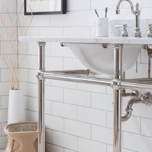 Load image into Gallery viewer, Water Creation Embassy 60 Inch Wide Double Wash Stand, P-Trap, Counter Top with Basin, and F2-0012 Faucet included in Polished Nickel (PVD) Finish- Water Creation