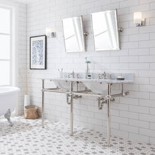 Load image into Gallery viewer, Water Creation Embassy 60 Inch Wide Double Wash Stand, P-Trap, Counter Top with Basin, F2-0013 Faucet and Mirror included in Polished Nickel (PVD) Finish- Water Creation