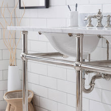 Load image into Gallery viewer, Water Creation Embassy 60 Inch Wide Double Wash Stand, P-Trap, Counter Top with Basin, F2-0013 Faucet and Mirror included in Polished Nickel (PVD) Finish- Water Creation