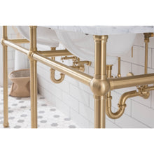 Load image into Gallery viewer, Water Creation Embassy 60 Inch Wide Double Wash Stand and P-Trap included in Satin Gold Finish- Water Creation