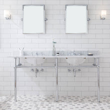 Load image into Gallery viewer, Water Creation Embassy 72 Inch Wide Double Wash Stand, P-Trap, and Counter Top with Basin included in Chrome Finish- Water Creation