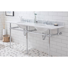 Load image into Gallery viewer, Water Creation Embassy 72 Inch Wide Double Wash Stand, P-Trap, Counter Top with Basin, and F2-0009 Faucet included in Chrome Finish- Water Creation