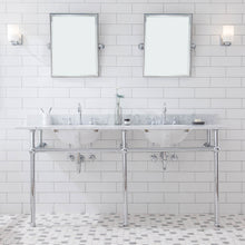 Load image into Gallery viewer, Water Creation Embassy 72 Inch Wide Double Wash Stand, P-Trap, Counter Top with Basin, and F2-0012 Faucet included in Chrome Finish- Water Creation