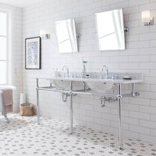 Load image into Gallery viewer, Water Creation Embassy 72 Inch Wide Double Wash Stand, P-Trap, Counter Top with Basin, F2-0012 Faucet and Mirror included in Chrome Finish- Water Creation