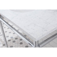 Load image into Gallery viewer, Water Creation Embassy 72 Inch Wide Double Wash Stand, P-Trap, Counter Top with Basin, F2-0012 Faucet and Mirror included in Chrome Finish- Water Creation