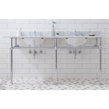 Load image into Gallery viewer, Water Creation Embassy 72 Inch Wide Double Wash Stand, P-Trap, Counter Top with Basin, and F2-0013 Faucet included in Chrome Finish- Water Creation