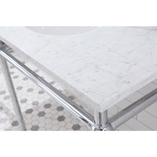 Load image into Gallery viewer, Water Creation Embassy 72 Inch Wide Double Wash Stand, P-Trap, Counter Top with Basin, and F2-0013 Faucet included in Chrome Finish- Water Creation