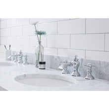 Load image into Gallery viewer, Water Creation Embassy 72 Inch Wide Double Wash Stand, P-Trap, Counter Top with Basin, F2-0013 Faucet and Mirror included in Chrome Finish- Water Creation