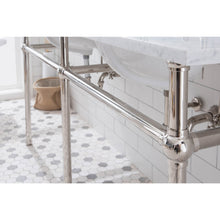 Load image into Gallery viewer, Water Creation Embassy 72 Inch Wide Double Wash Stand, P-Trap, Counter Top with Basin, and F2-0009 Faucet included in Polished Nickel (PVD) Finish- Water Creation