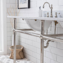 Load image into Gallery viewer, Water Creation Embassy 72 Inch Wide Double Wash Stand, P-Trap, Counter Top with Basin, F2-0012 Faucet and Mirror included in Polished Nickel (PVD) Finish- Water Creation